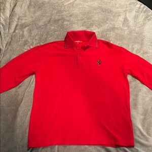 Red Polo Shirt with Ferrari Embroidered Logo